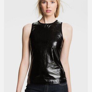 L'Agence Black Patent Leather Tank Top